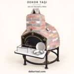 Dekor Taşı 120 cm taş kaplı fırının alt rafsız ön görünümü