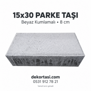 Dekortasi.com 15x30 parke taşı, beyaz kumlamalı 8 cm model için temsilî tanıtım görseli