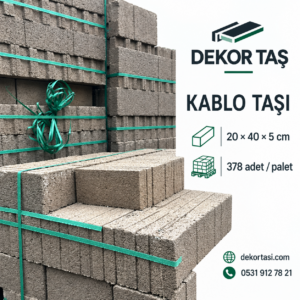 Dekor Taş kablo taşı tanıtımı: 20x40x5 cm, 378 adet/palet