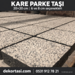 Dekortasi.com Kare Parke Taşı 20x20, 6 ve 8 cm seçenekleri için temsilî görsel